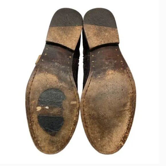 Frye Melissa Button Distressed Leather Glazed Short Zipper Boots - Size 7.5 - Picture 7 of 10